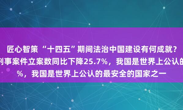 匠心智策 “十四五”期间法治中国建设有何成就？中央政法委：去年刑事案件立案数同比下降25.7%，我国是世界上公认的最安全的国家之一