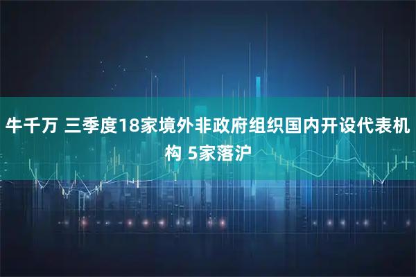牛千万 三季度18家境外非政府组织国内开设代表机构 5家落沪